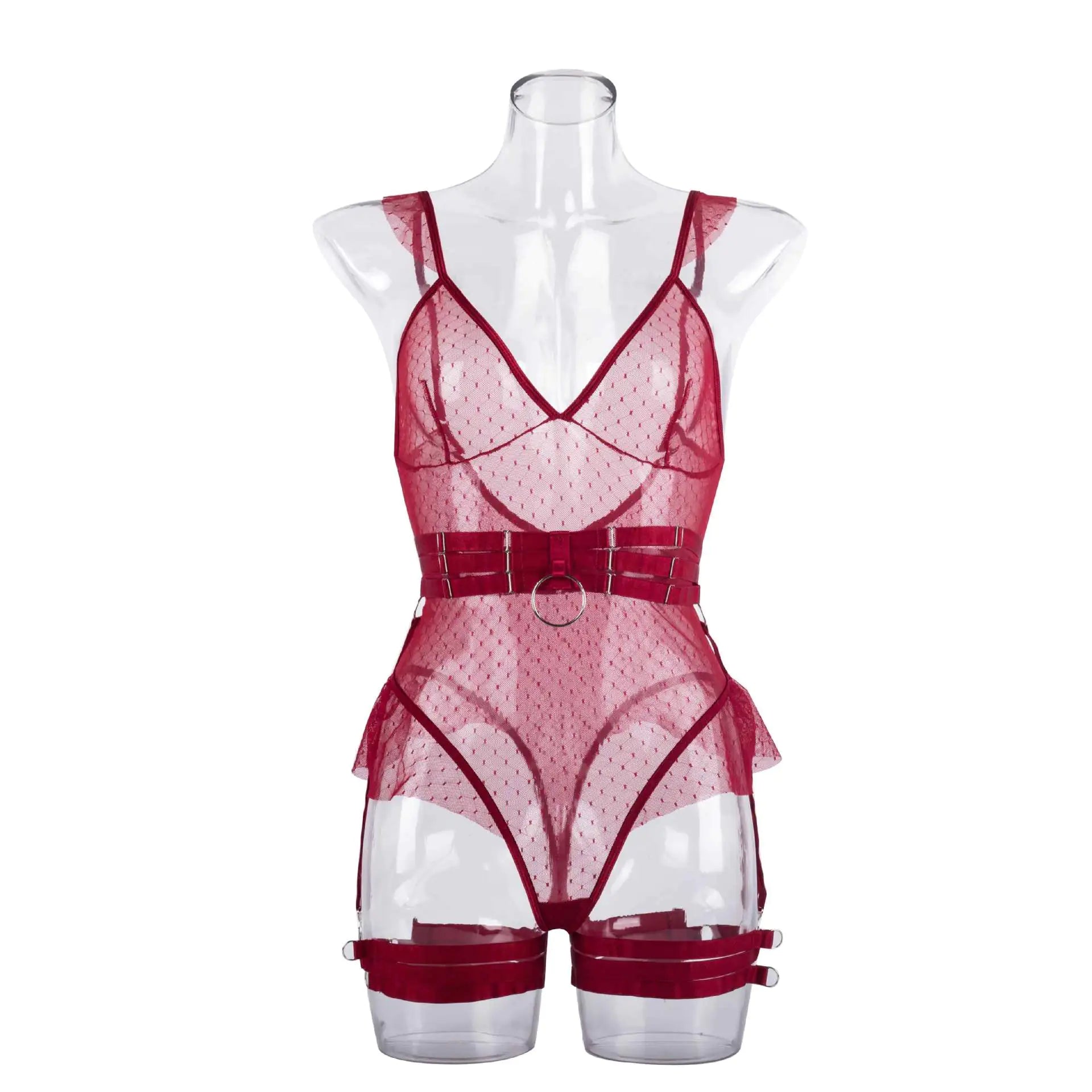 Sleek Femme Lace Bodysuit Ensemble