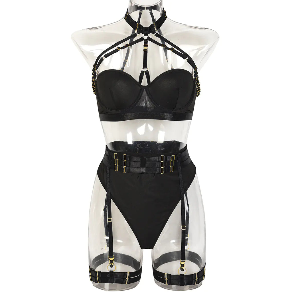 Enchanted 3-Piece Lingerie Set with Open Back
