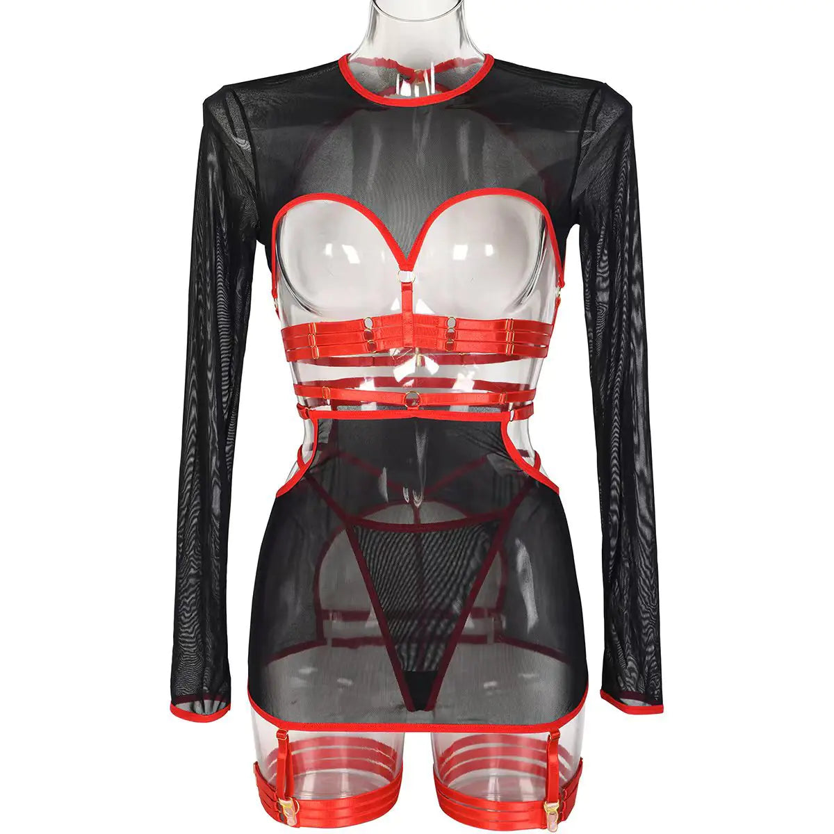 Lace-Embellished 5-Piece Lingerie Ensemble