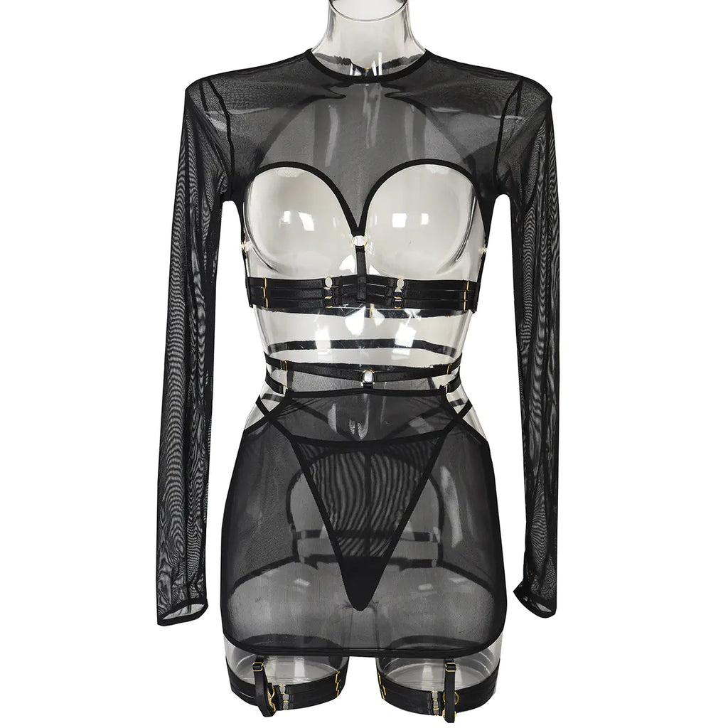 Lace-Embellished 5-Piece Lingerie Ensemble