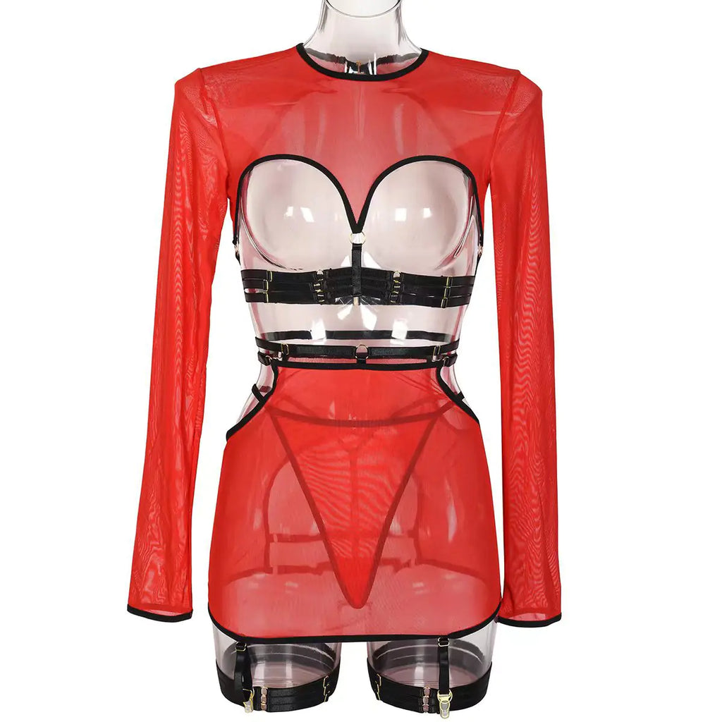 Lace-Embellished 5-Piece Lingerie Ensemble