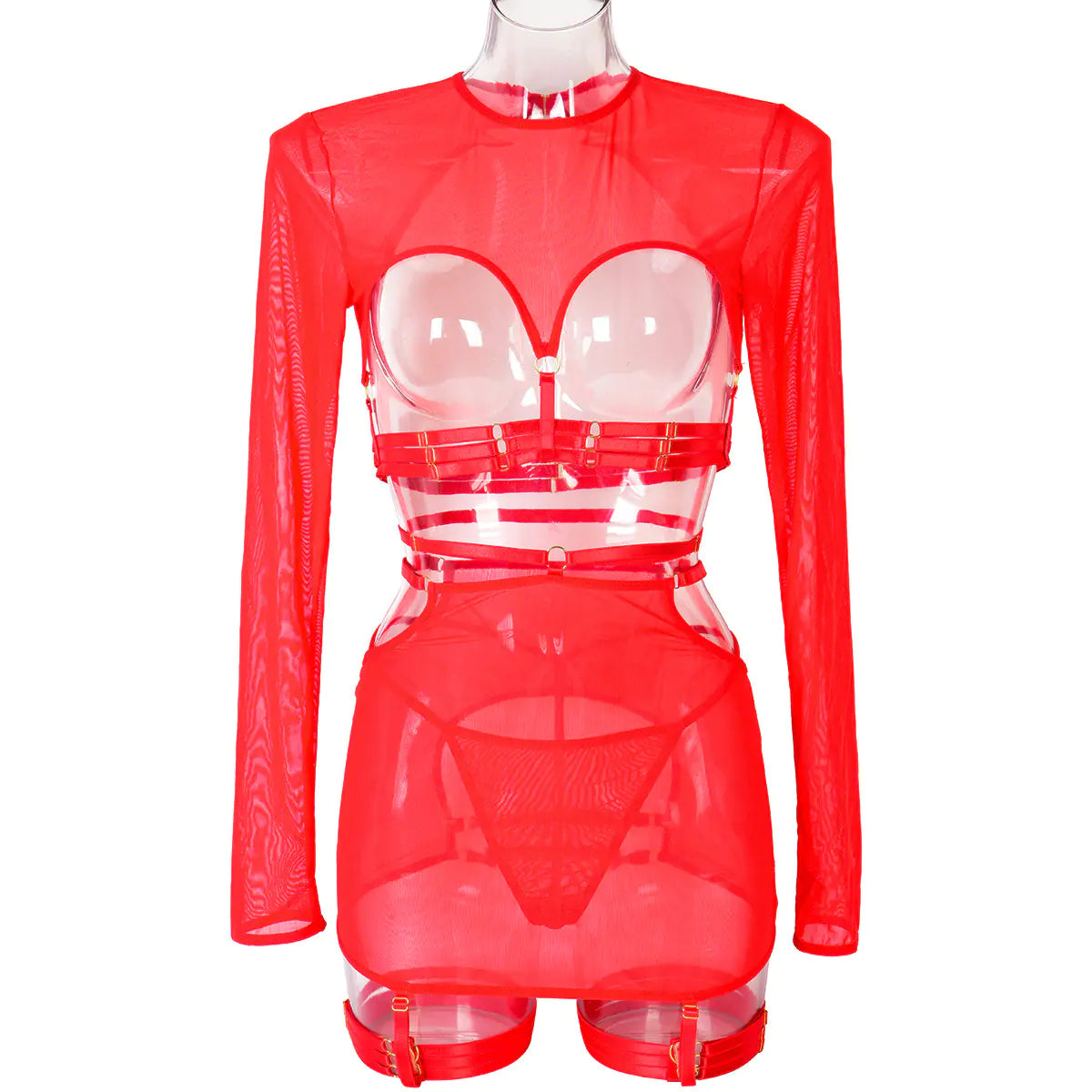 Lace-Embellished 5-Piece Lingerie Ensemble