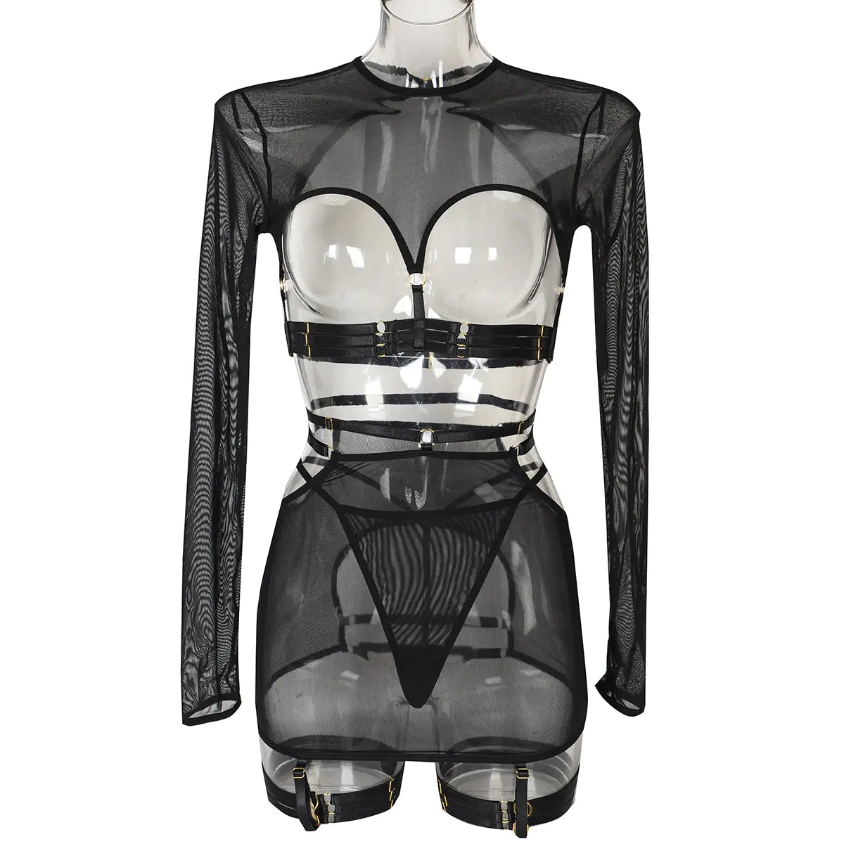 Lace-Embellished 5-Piece Lingerie Ensemble